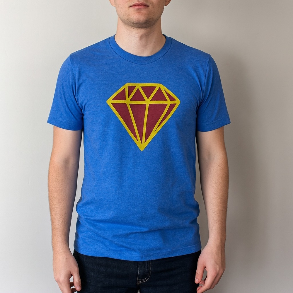 Bella Canvas Unisex Yoga Blue Tee with Gold Diamond Design